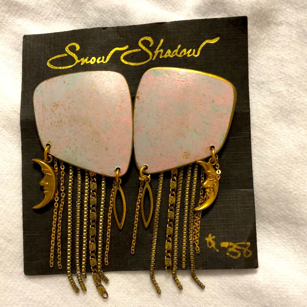 Gold and Cream Metal Custom Handmade Earrings